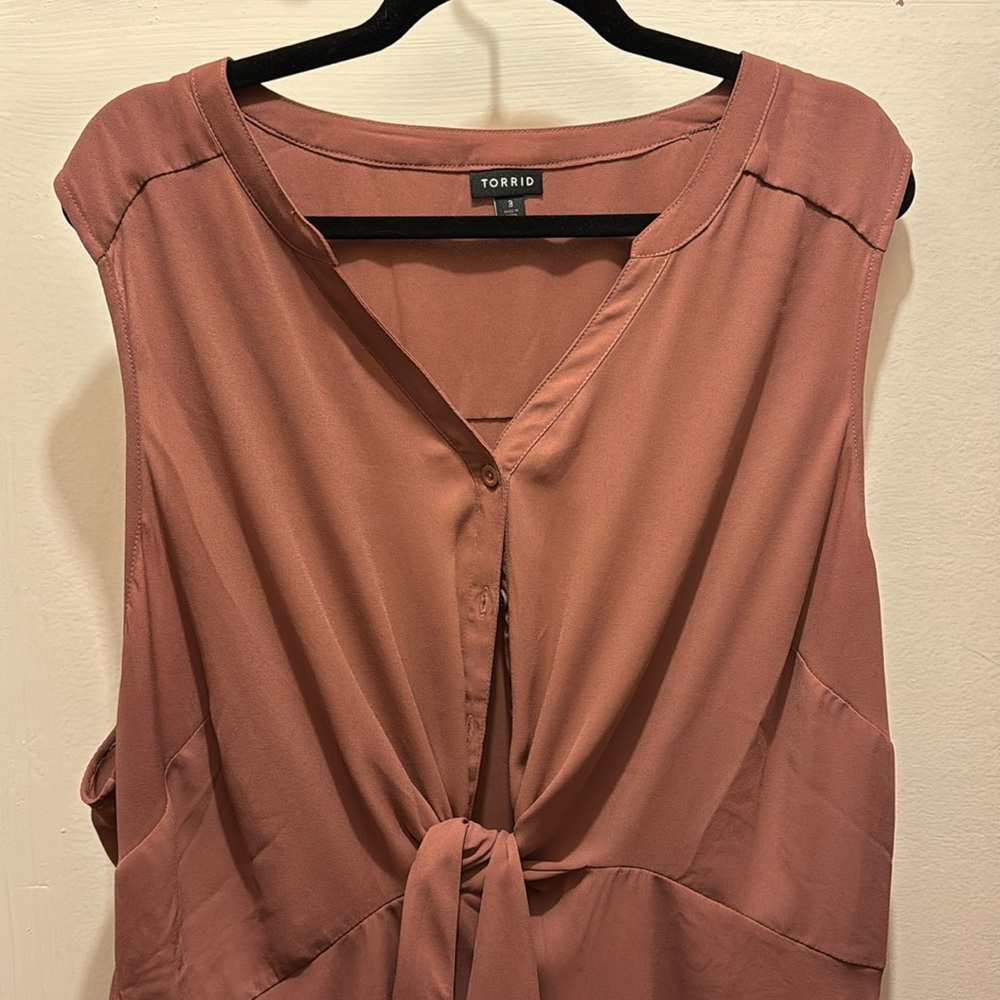 Mauve Torrid Knot Front Blouse